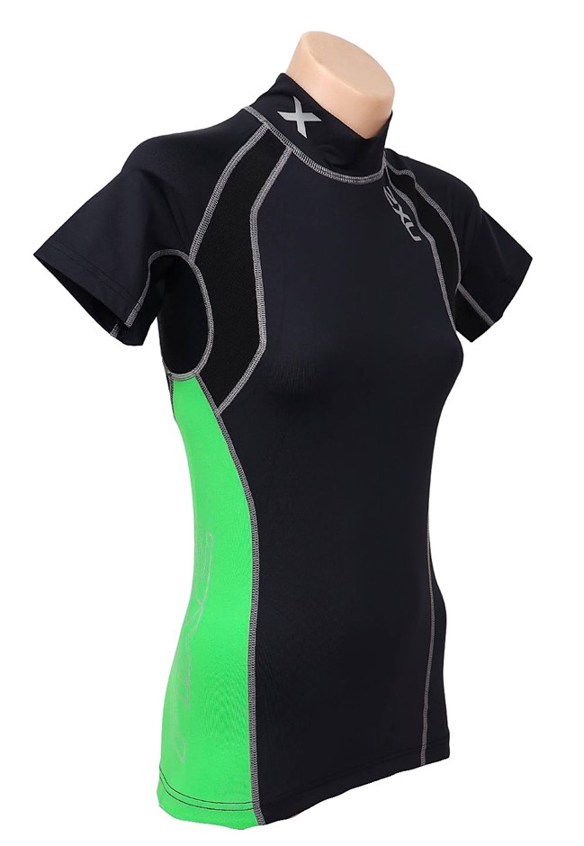 3 x 2XU Women's Short Sleeve High Performance Power Top, Size XL, Black/Gre