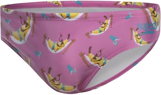 SPEEDO Men's Banana Hammock Swim Trunk, Size 18, Pink/Yellow.  Buyers Note