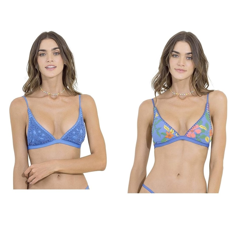 MAAJI Women's Classic Reversible Bikini Top, Size Large US Blue. RRP: US$70