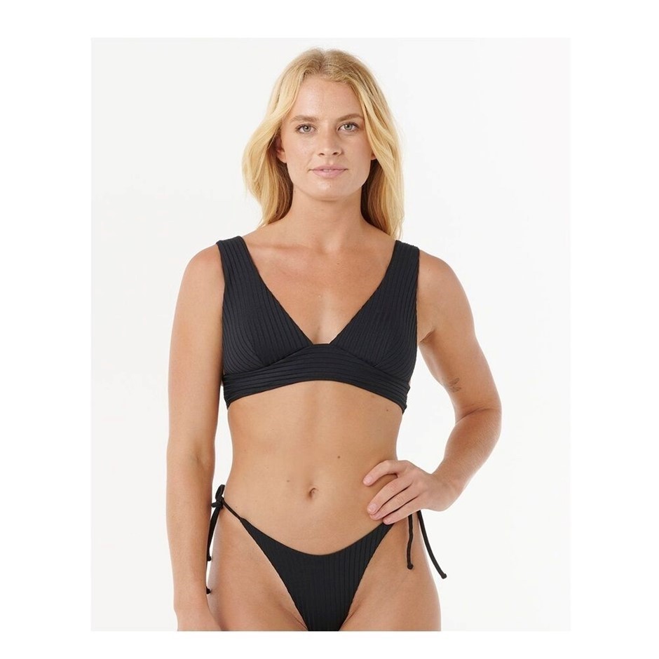 RIP CURL Women's Premium Surf D-DD Deep-V Bikini Top - Black, Size XS. RRP: