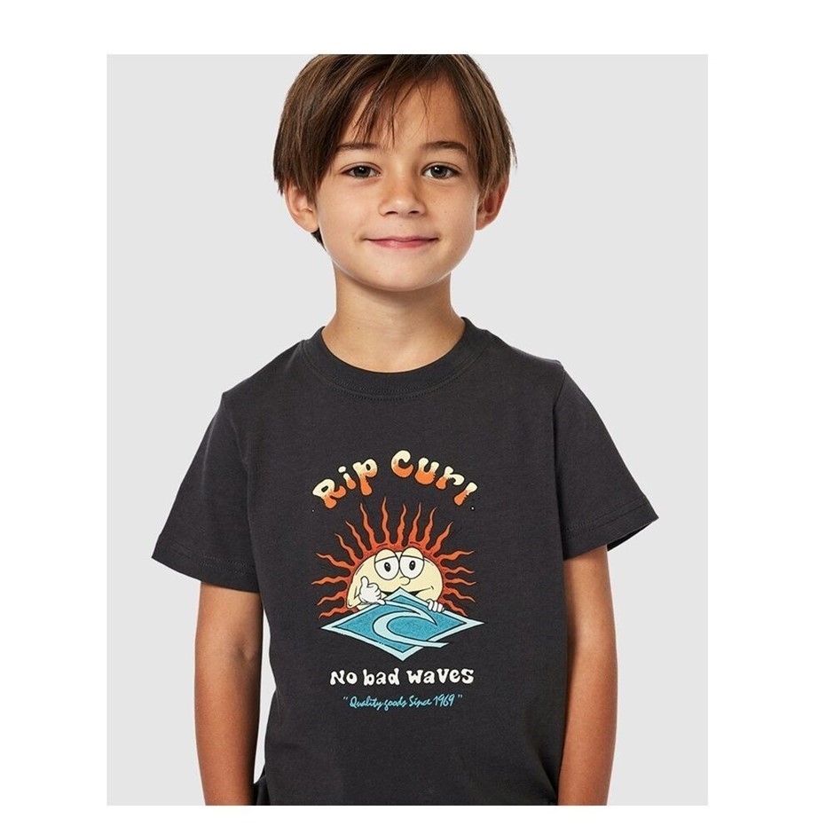 RIP CURL Boy's Sun Shaka T-Shirt - Washed Black, Size 1-2. RRP: $30.  Buyer