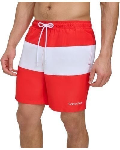 CALVIN KLEIN Men's Colorblocked 7" Swim Shorts, Size XL, 100% Polyester, Hi