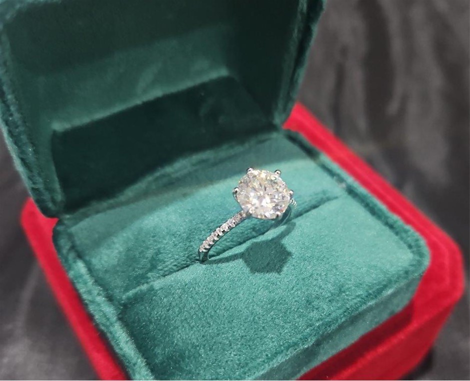 1.0ct GRA  Moissanite oval cut  18k white Gold Vermeil  Ring  -8US