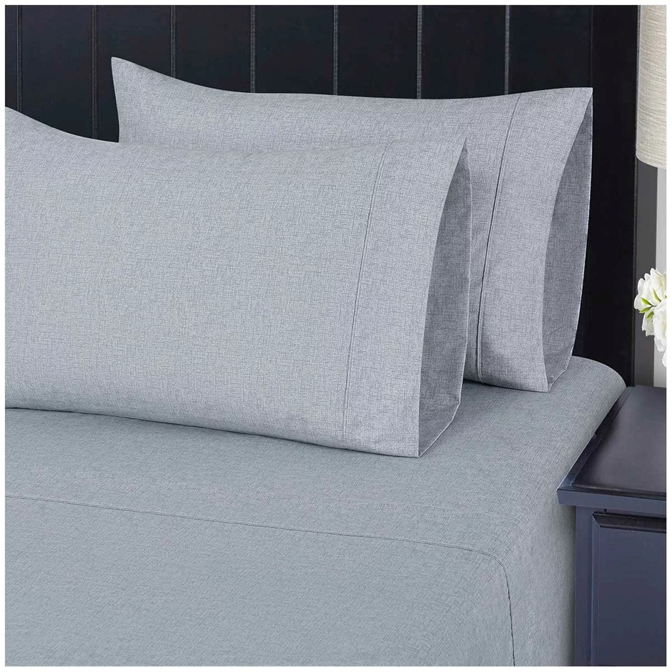 SOUTH POINT 4pc Sheet Set, King Single, Tweeded Texture. NB: Not in origina