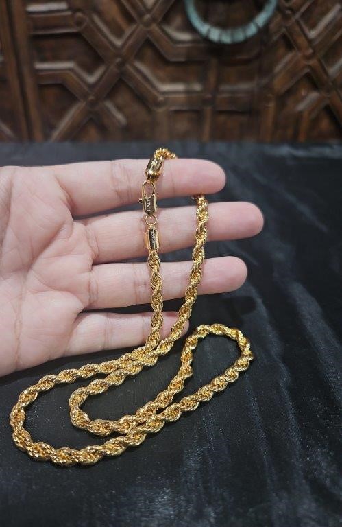 22KGF Italy Stamped Yellow Gold Filled Rope Chain-Quality Guarantee-50cm