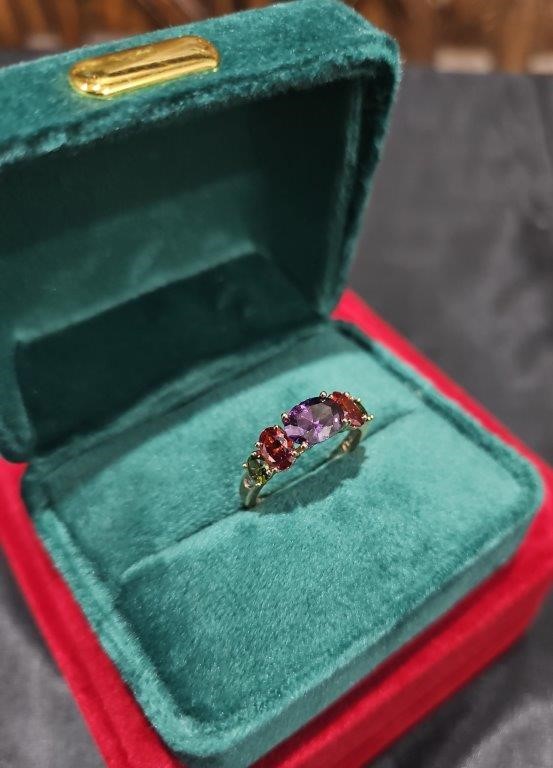 18K/Italy 3.5ctw Oval Cut Yellow Gold Filled Ring(stamped)  8US