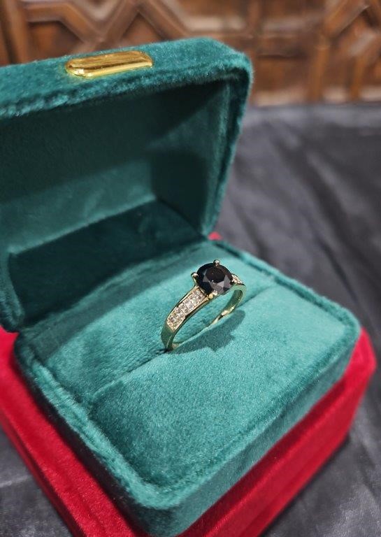 14K/Italy 1.0ct Black Yellow Gold Filled Ring(stamped) 9US