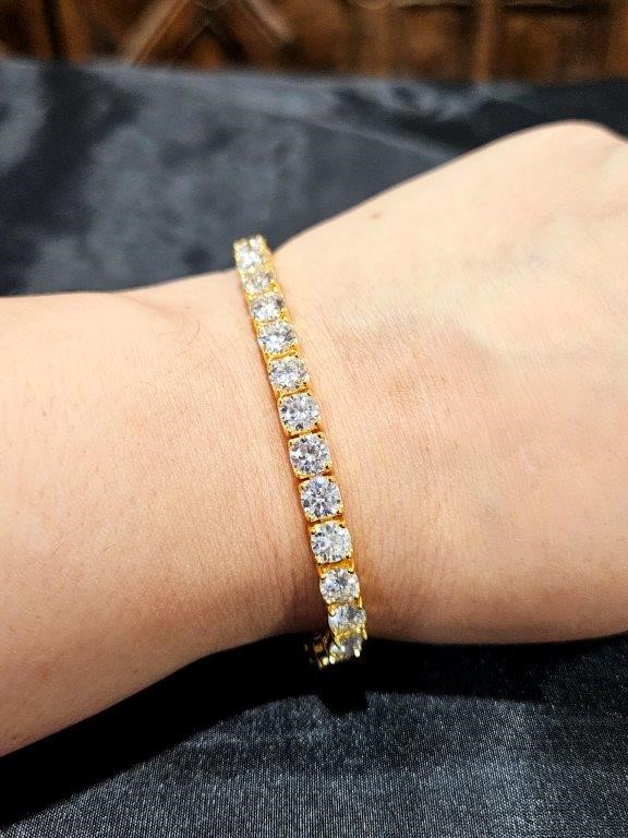 Moissanite Tennis Bracelet 18k Real Gold -17cm-4mm