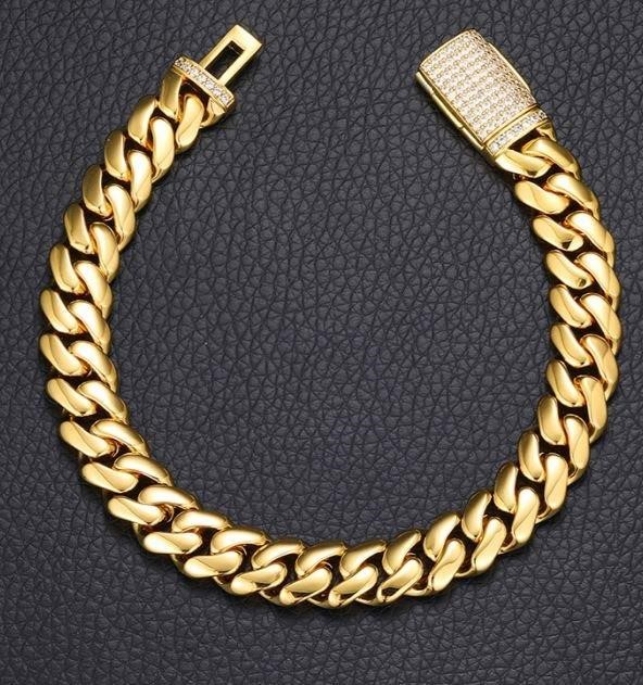 GRA  Moissanite white Brilliant Cut Cuban Bracelet-20cm-7mm (925 Sterling