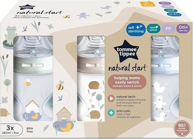 TOMMEE TIPPEE Baby Bottles, Natural Start Anti-Colic Baby Bottle with Slow