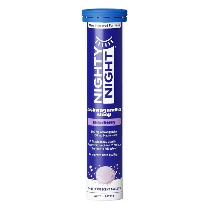 5 x Pack of 14pc NIGHTY NIGHT Sleep Effervescent Elderberry Flavour.