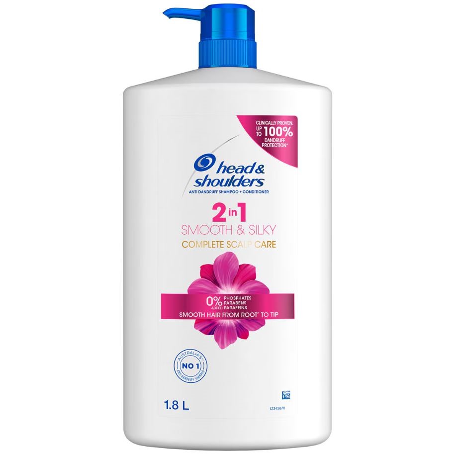 2 x Assorted HEAD & SHOULDERS Soap Bottles, Incl: 2-In-1 Smooth & Silky, 1.