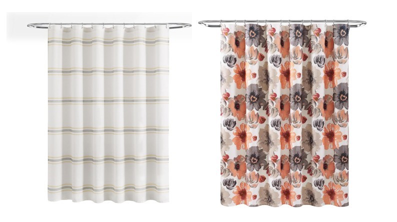 LUSH DECOR 1 x Leah Shower Curtain (72" x 72", Coral) & 1 x Shower Curtain