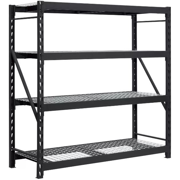 WHALEN Industrial Rack With Interlocking Wire Deck, Heavy Duty Steel, Black