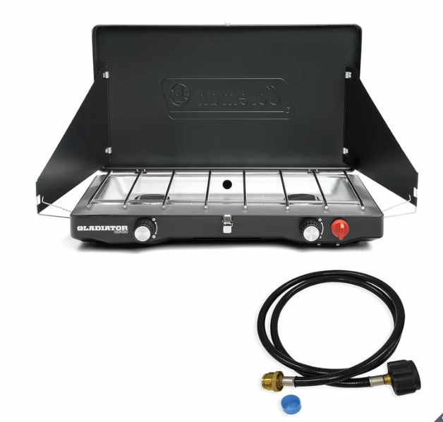 COLEMAN Classic Gladiator 2-Burner Propane Gas Camping Stove. N.B: Damaged