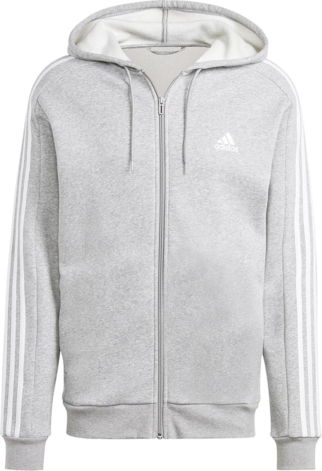 ADIDAS Men's 3S Fleece Full Zip Hoodie, Size AU XL, Medium Grey Heather, IJ
