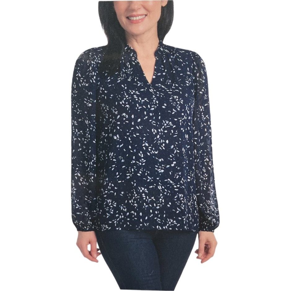 2 x HILARY RADLEY Women's Blouse, Size M, Navy Combo. Buyers Note - Discou