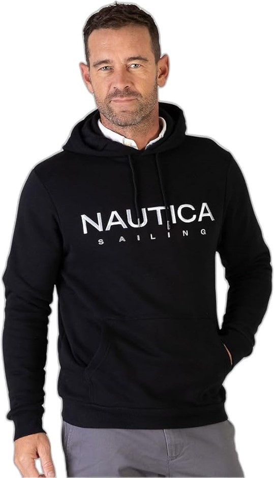 NAUTICA Men's Cody Oh Crew Neck Hoody, Large, Black (NAN1I00792). RRP: $140