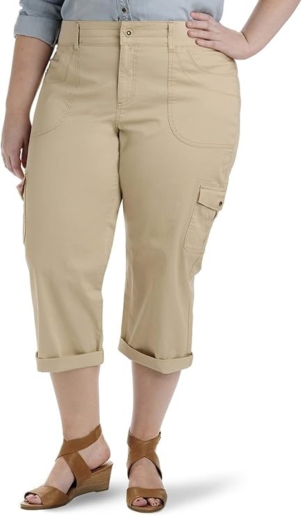 LEE Lee Women's Plus-Size Relaxed Fit Austyn Knit Waist Cap. Size: 22W Medi