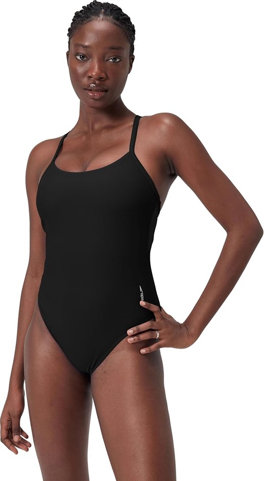 SPEEDO Solid Racerback Swimsuit, Size 2XL, Black, 8-00390500334. RRP: $58.