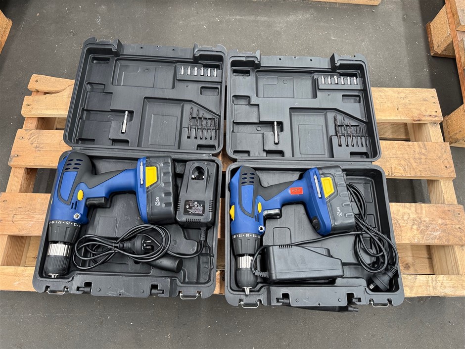 24V Cordless Drill Kit, 2 speed gearbox (Tested and Working) x 2 units