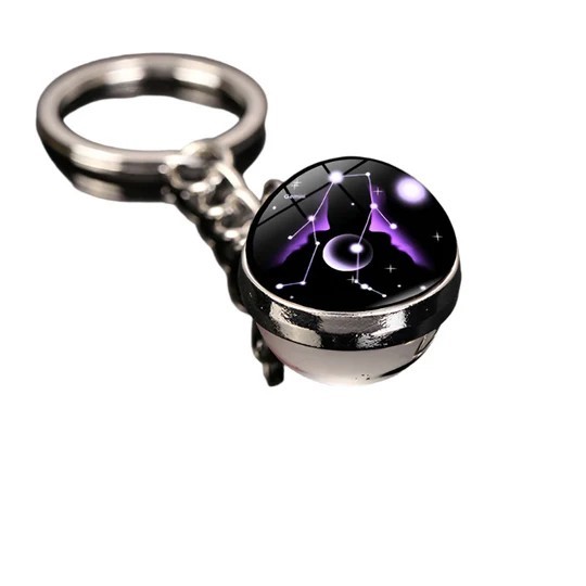 Starry Sky Luminous Keychain Time Stone Glass Ball Pendant