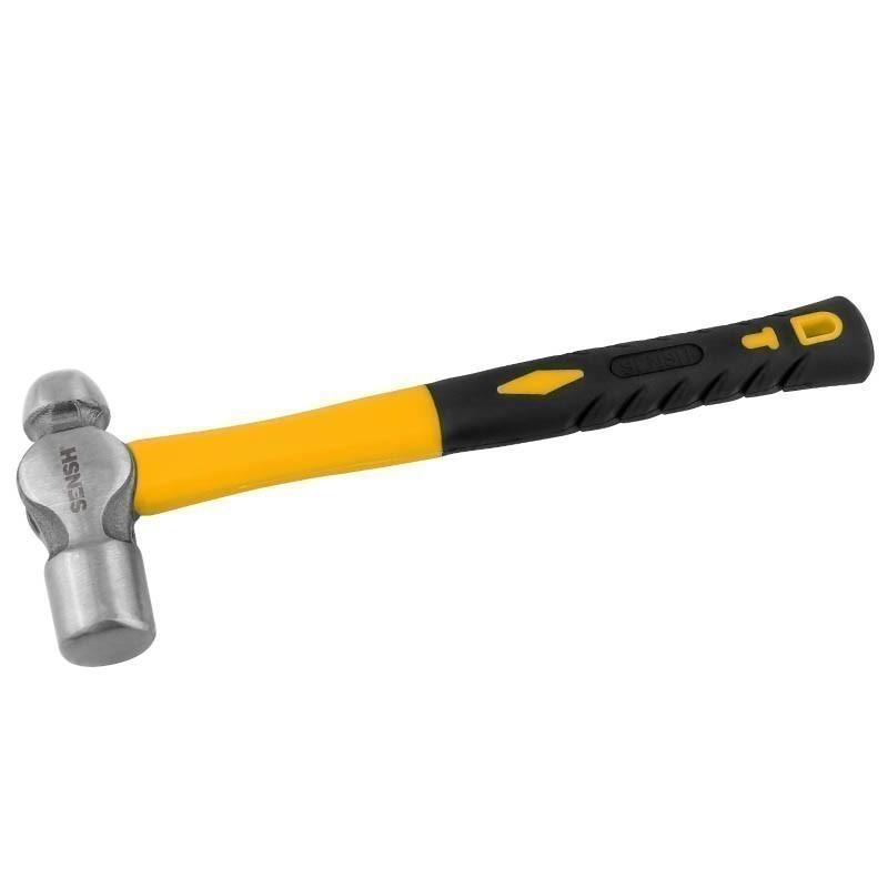 2 x SENSH 450G Ball Pein Hammers w/ Rubber Grip Fibreglass Handle.