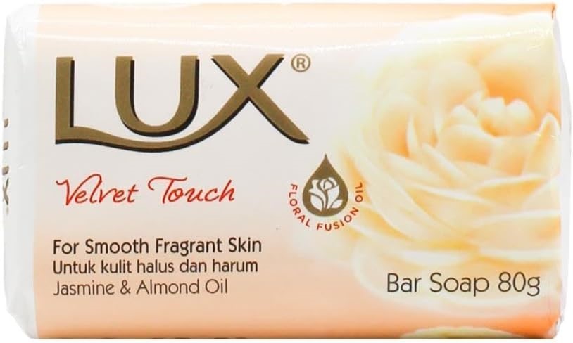15 x LUX Velvet Touch Jasmine & Almond Oil Scented Soap Bar, 80g.