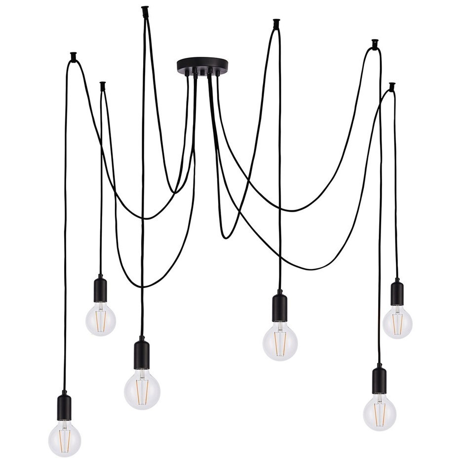 HUDSON LIVING Studio 6 LED Pendant Light,  E27, Black.