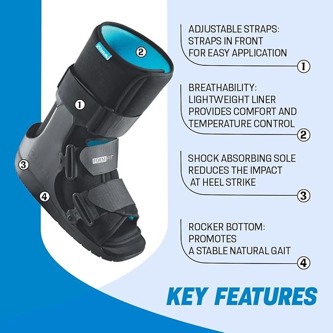 OSSUR FormFit Air Walker Low Top Boot, Size X-Small (XS), Black. NB: may ha