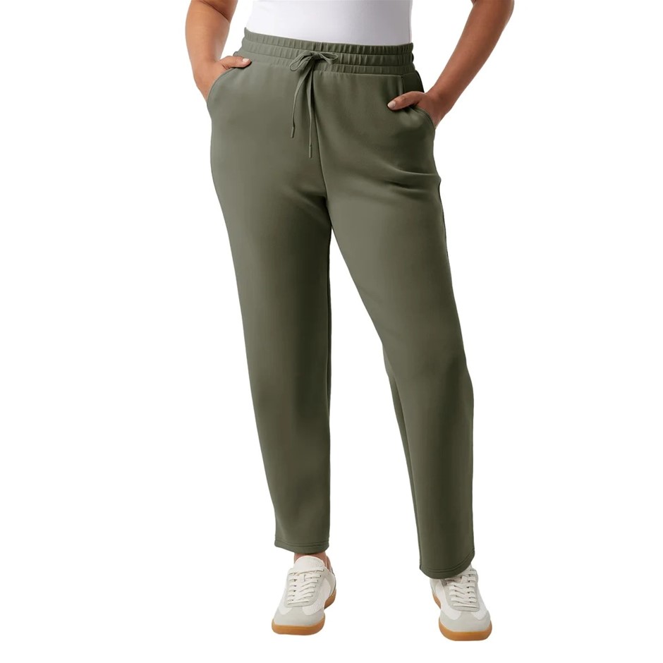 32DEGREES Women's Sueded Tech Pants, Size L, Green.
