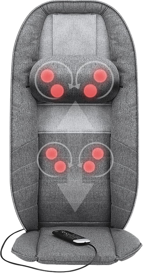 HOMEDICS Total Recline Shiatsu Massage Cushion, Grey.