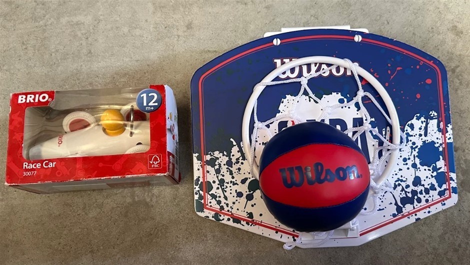 SPORTS & TODDLER TOY BUNDLE: WILSON NBA Mini Hoop Deluxe Door Set with Ball