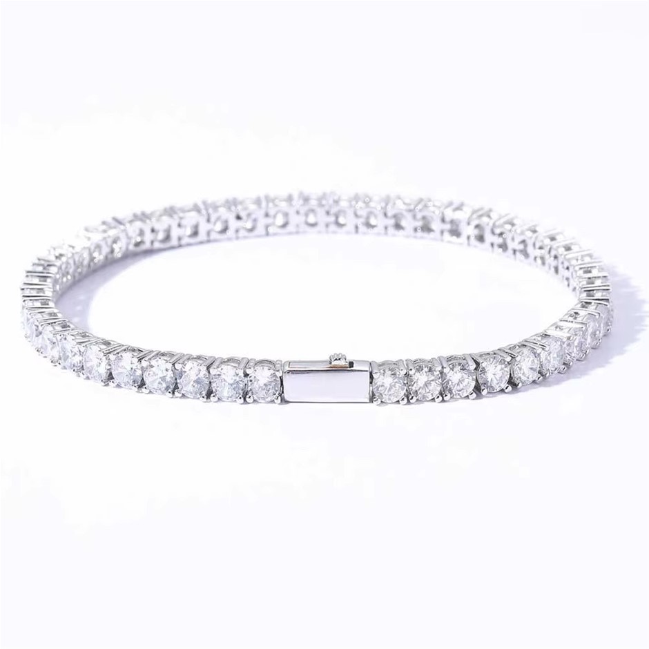 Silver-Filled 5MM Tennis Bracelet with Simulated Diamonds - 20.3cm
