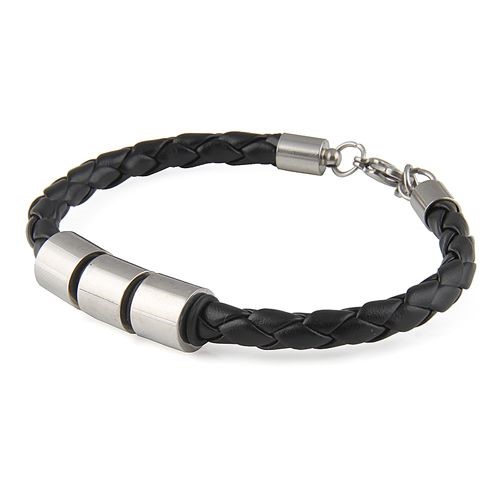 Modern Black Braided Leather Bracelet