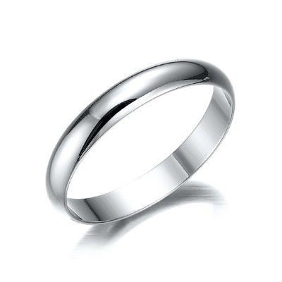 Rhodium Plated Men's Band Ring (4mm) - US Size 12