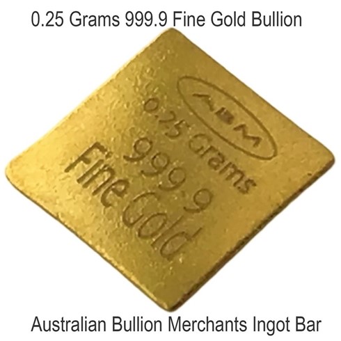 0.25g 999.9 Fine Solid 24Kt Gold Certified Bullion Ingot Bar ABM Certi