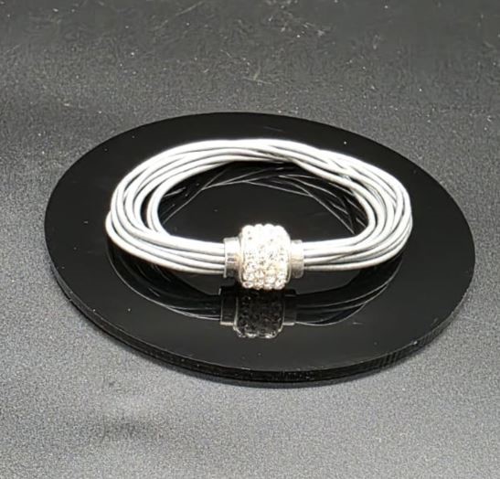 Designer Simulated Diamond Ball Bracelet  with Multi Silver Bands