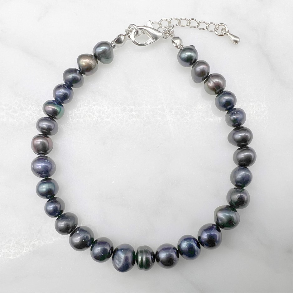 5-6mm Grade AB Black Mix Shape Pearl Bracelet.