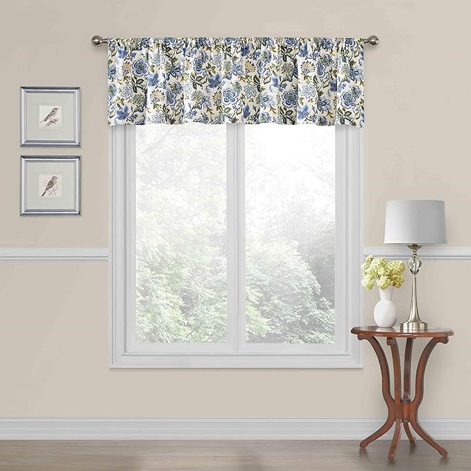 2 X WAVERLY NAVARRA Farmhouse Scalloped Valance Rod Pocket Window Curtain f