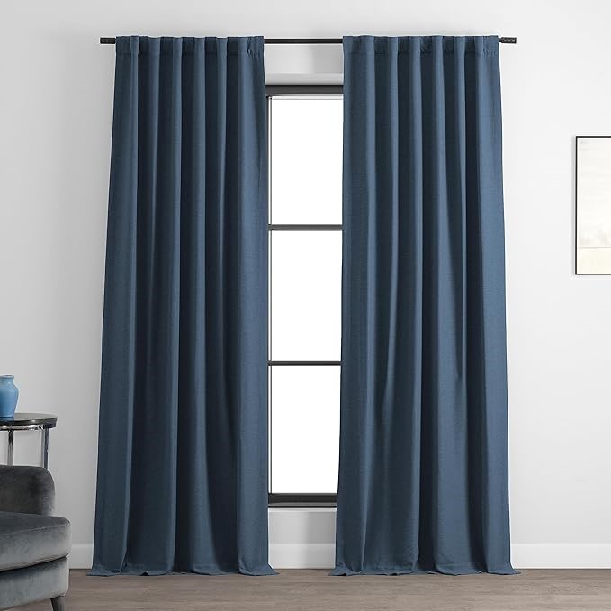 HPD Bellino Textured Faux Linen Room Darkening Curtains 84 Inches Long (1 P