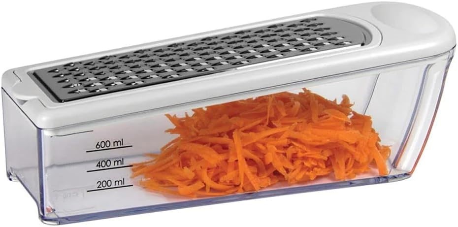 AVANTI Multi Functional Boxed Grater with 4 Blades, White. NB: Minor crack