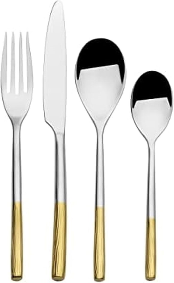 MIKASA Duval Gold Lines 18.0 Forged Stainless Steel 16 Piece Cutlery Set, S