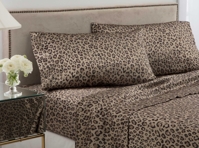 Seduction Sheet Set, Satin Leopard, 100% Polyester, Leopard, Queen
