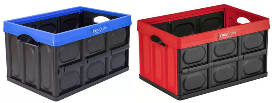 2X GREENMADE InstaCrate Collapsible Storage Box, 12 Gallon, Red and Blue. N