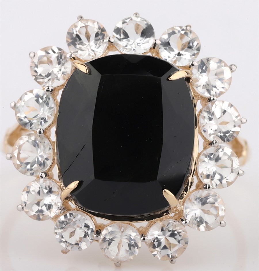 Yellow Gold Natural Tourmaline & Diamond Ring with Valuation