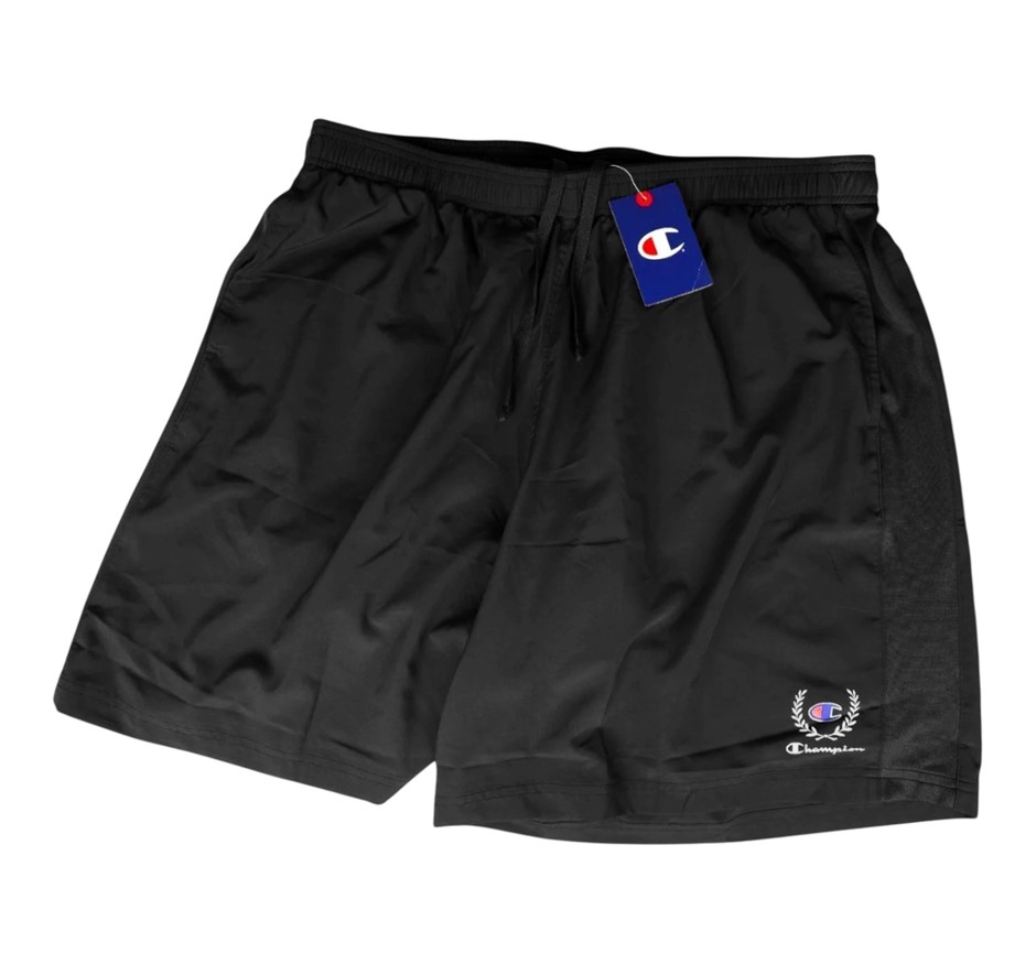 CHAMPION Mens Graphic Demand 9" Shorts, Size S, Black, ATXNG. Buyers Note