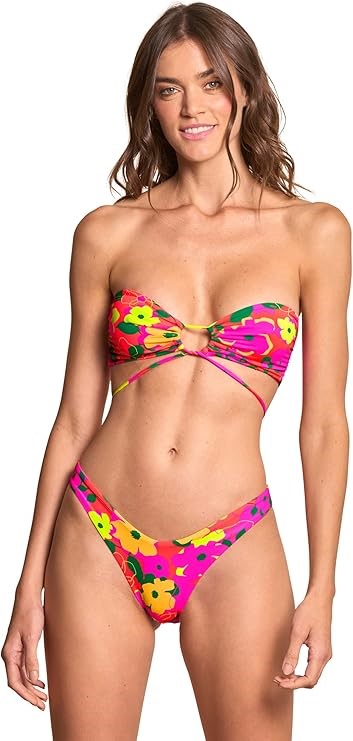 MAAJI Women's Strapless Bandeau Reversible Bikini Top, Size Large, Open Mis