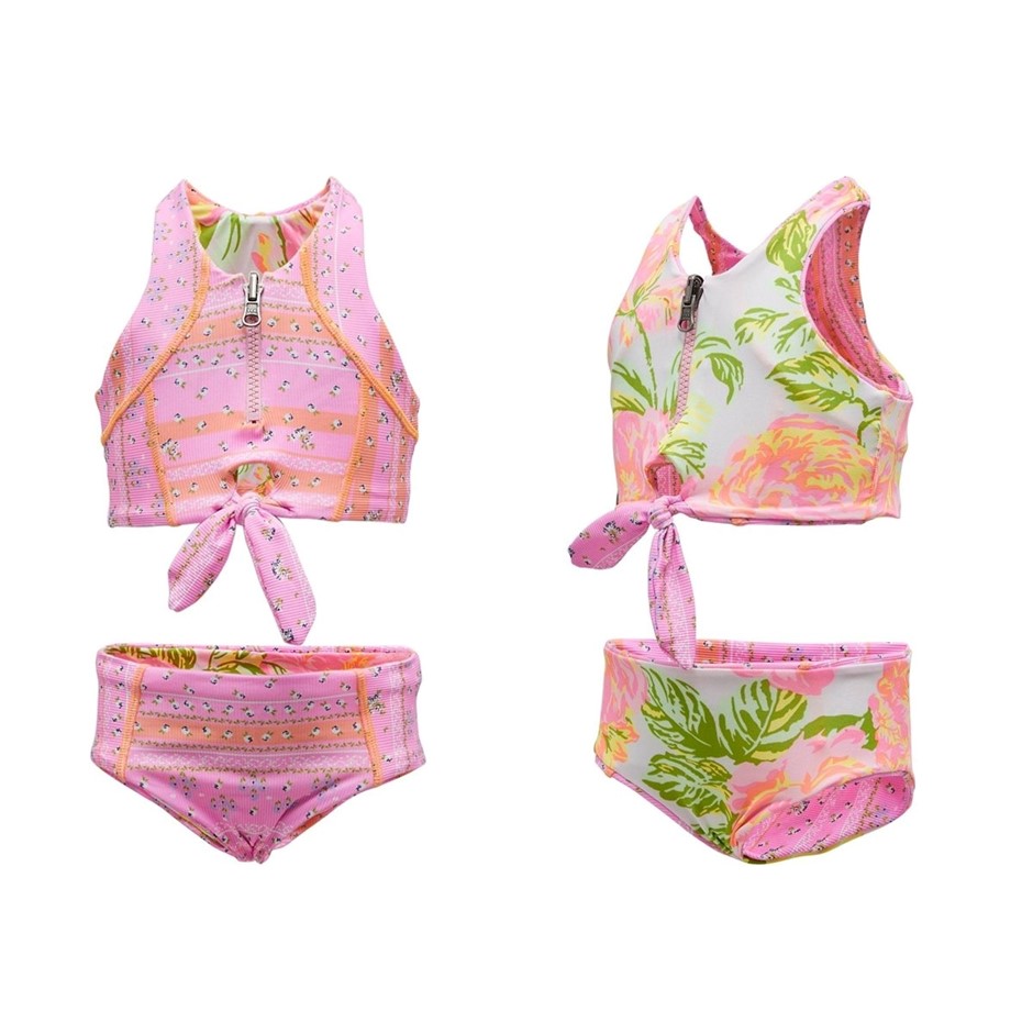 MAAJI Girl's Ornate Borders Candi Reversible Bikini Set, Size 6, Pink, 3342