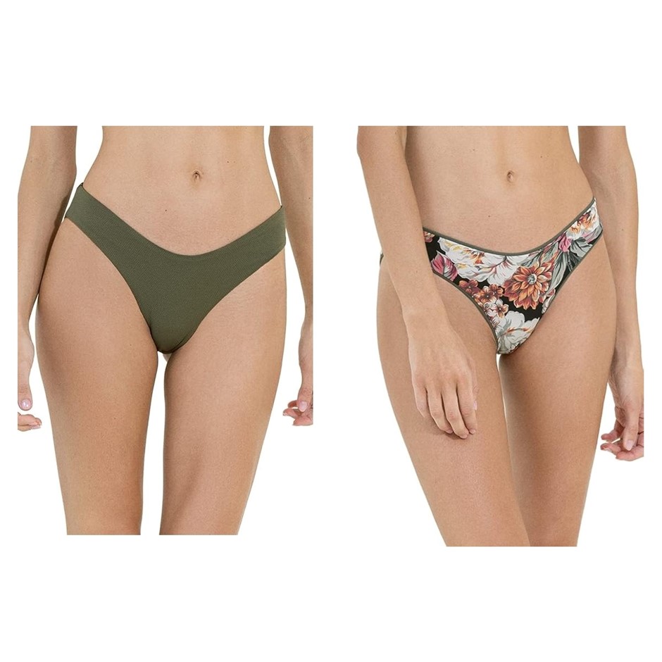MAAJI Women's Pine Green Journey Double V Reversible Bikini Bottom, Size XS